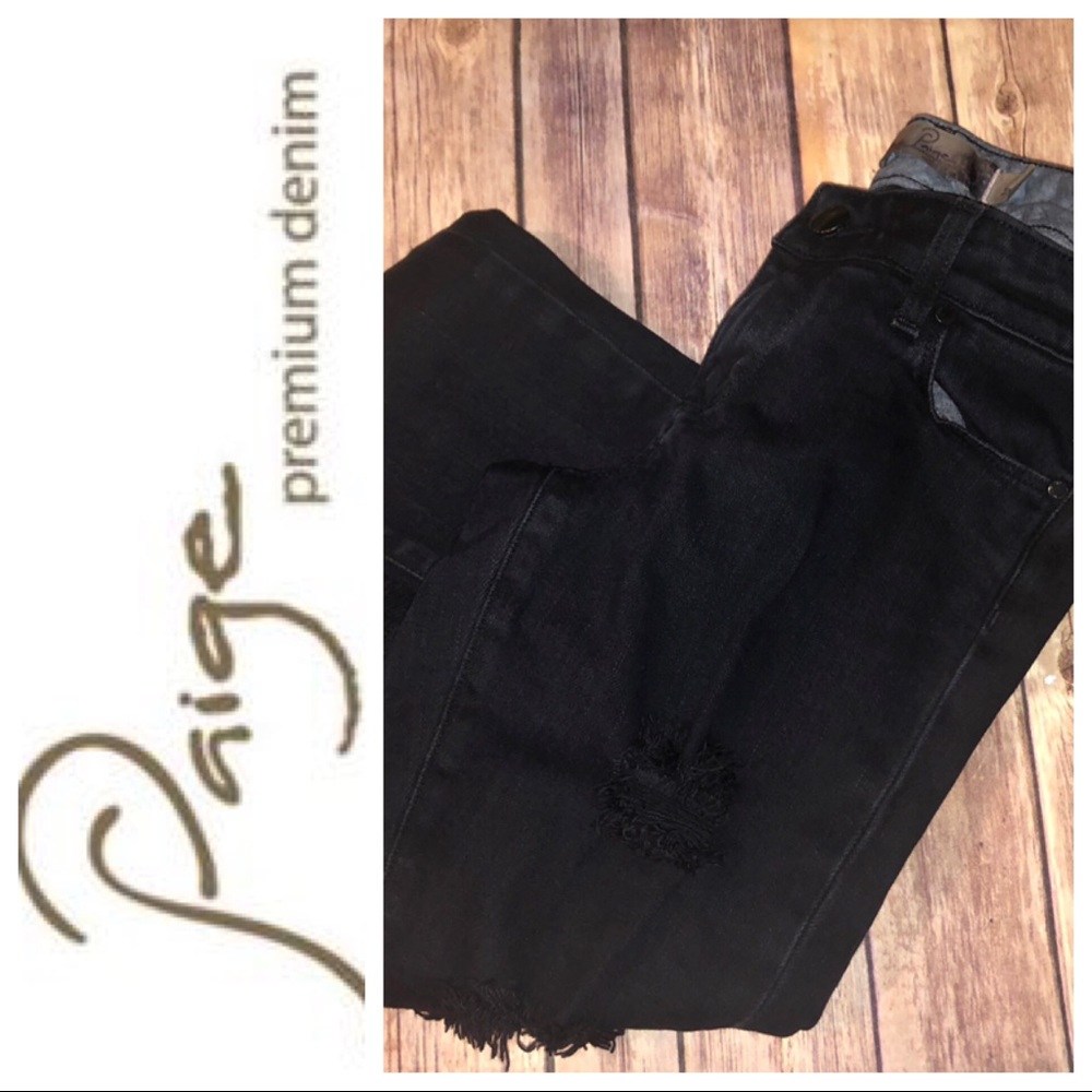 Paige Premium Denim Distressed Black Jeans, Sz. 25